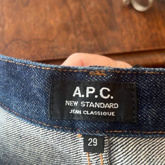 EUC- A.P.C. Blue button fly dungarees. Size 29. Boot cut. 28 inseam. - Picture 2 of 5